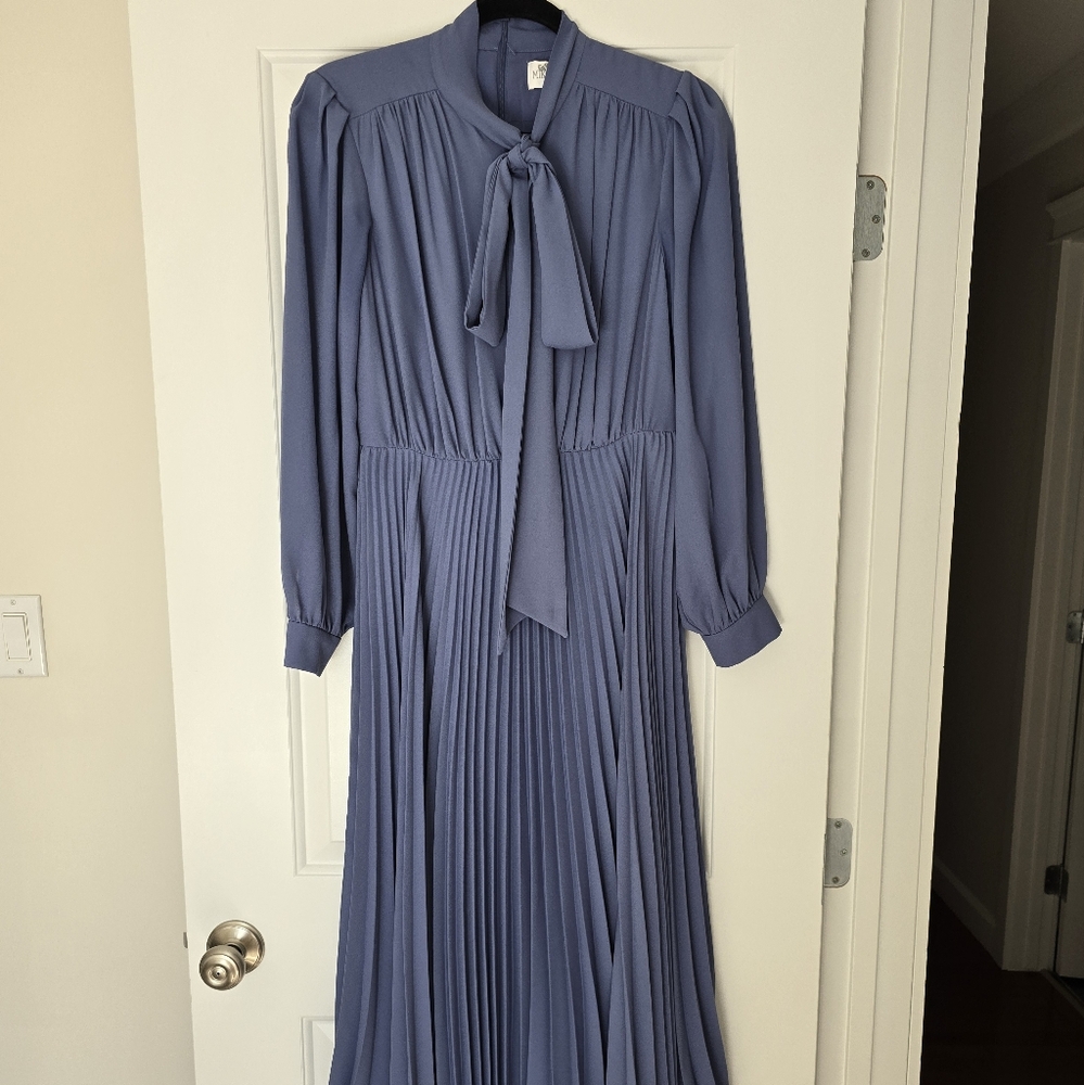 Elegant Blue Pleated Dress